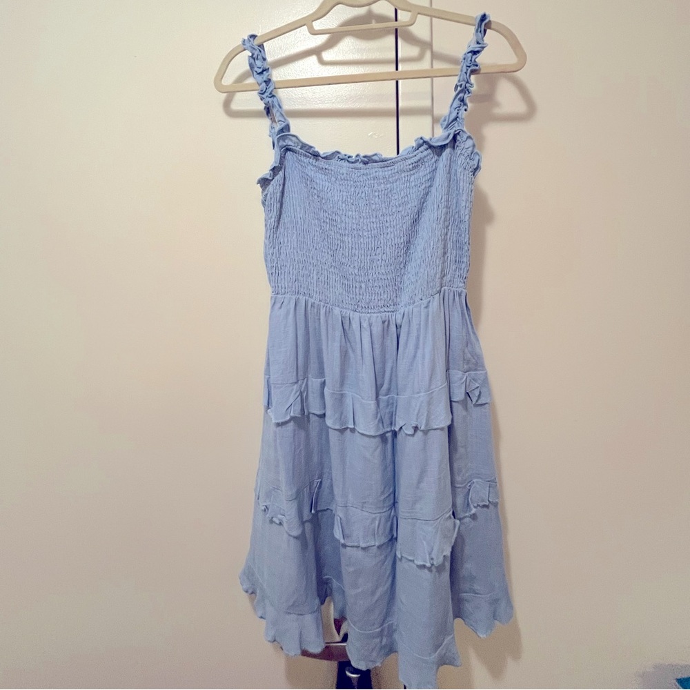 Lulus tiered shirred light blue dress. Great condition!